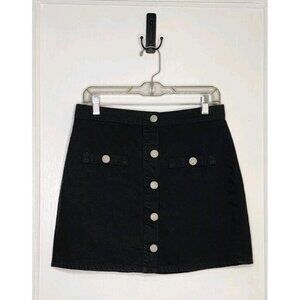 Size 28 L'agence Kris Denim Button Front Mini Skirt Black 100% Cotton